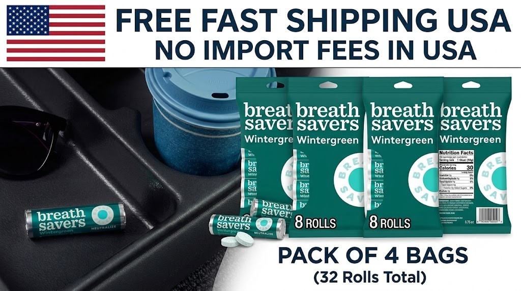 (4Pack) Breath Savers Wintergreen Flavored Sugar Free Breath Mints, 0.75 oz 8 t