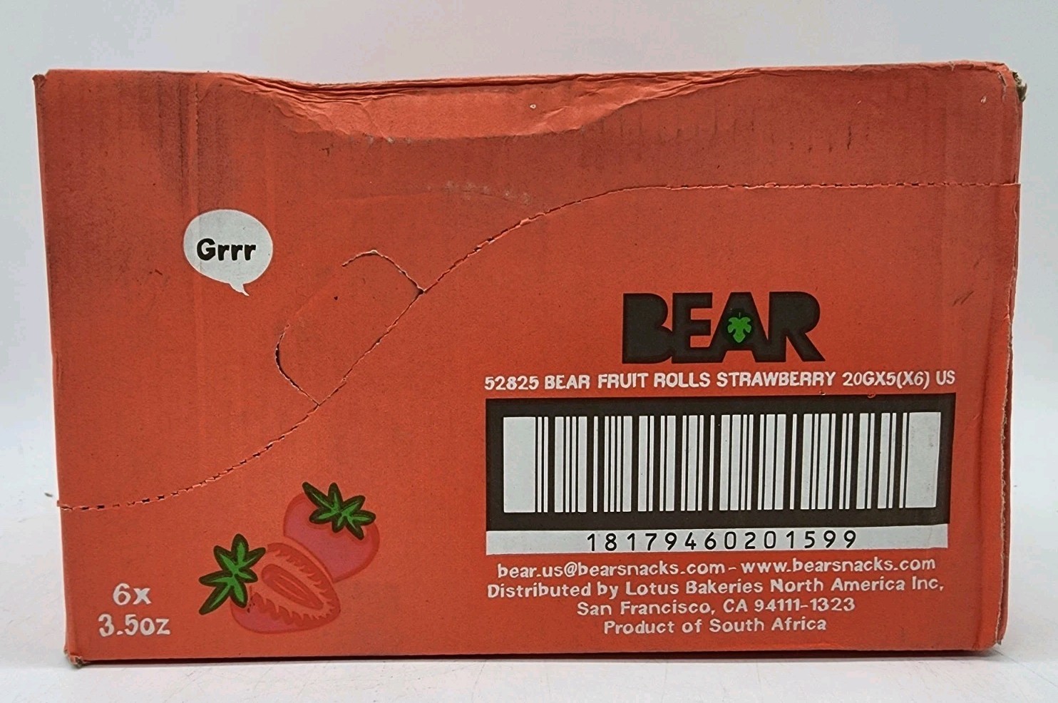 BEAR Strawberry Fruit Rolls 6 Pk 3.5oz Natural Fruit Snack Kids Lunch EXP 10/26