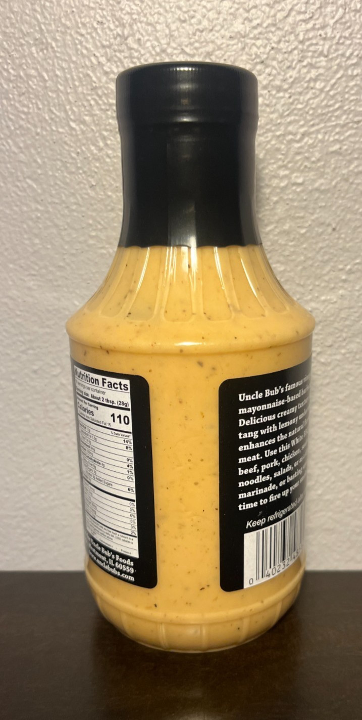Uncle Bubs White Wash Barbeque BBQ Sauce Dressing Condiment 16oz Sealed NEW