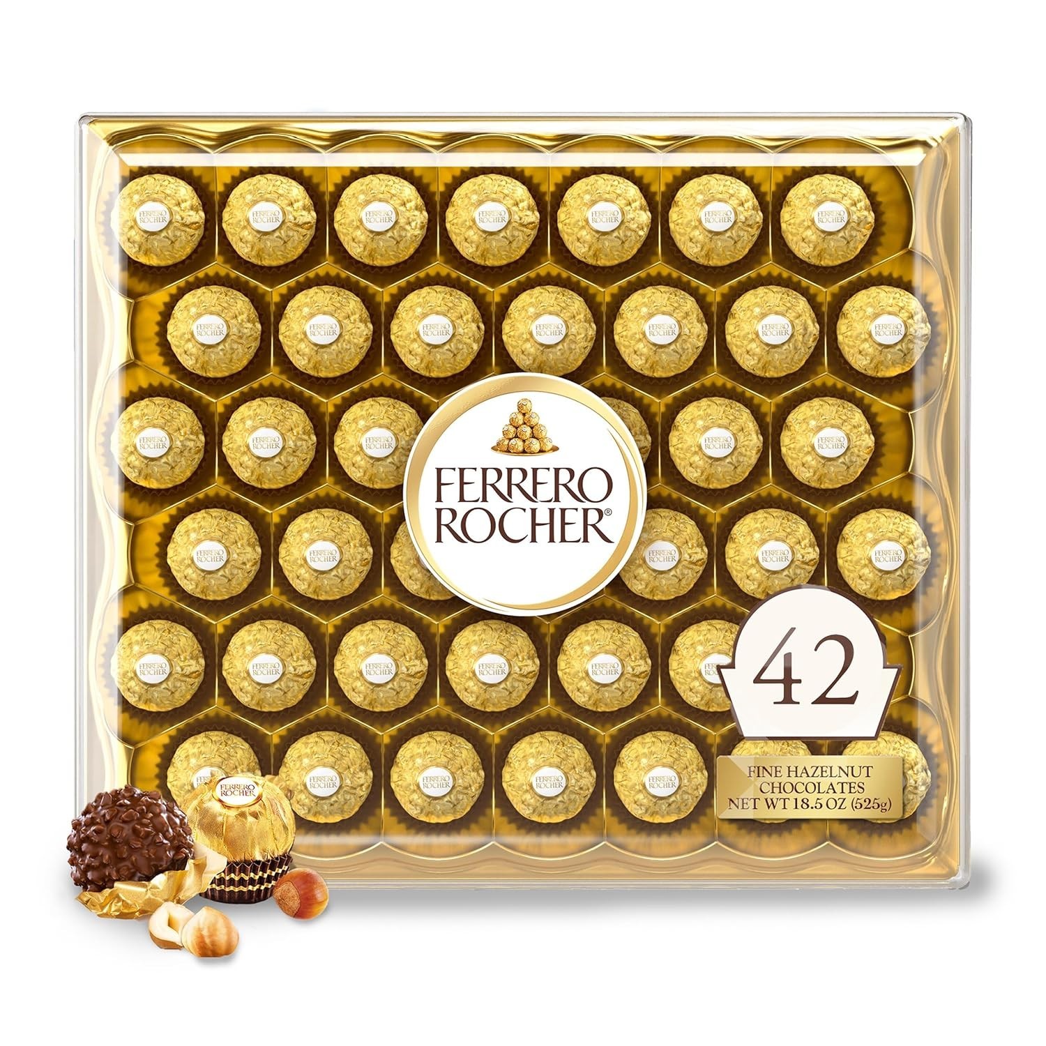 Ferrero Rocher 42 Count Premium Milk Chocolate Hazelnut Chocolates 18.5 oz