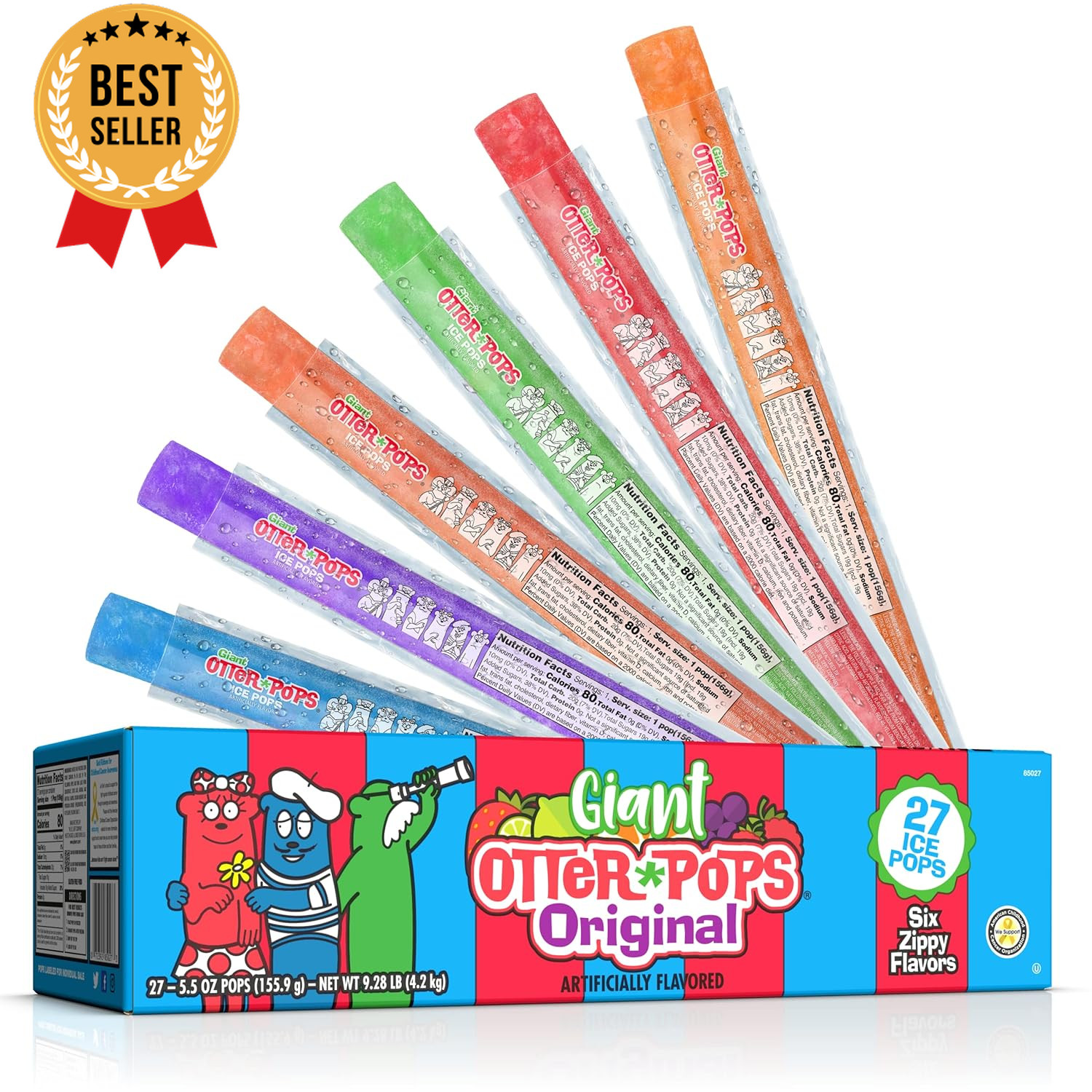 Giant Original 5.5Oz 27 Ice Pops Six Zippy Flavors Summer Treats