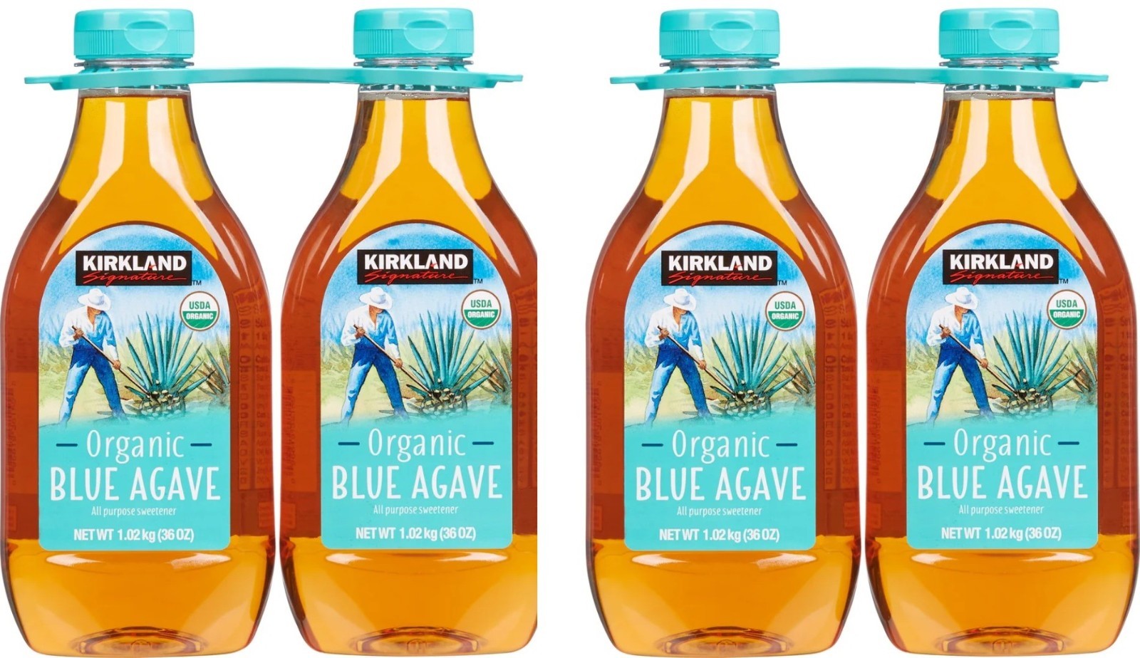 4-Count Kirkland Signature USDA Organic Blue Agave Sweetener, 36 Oz