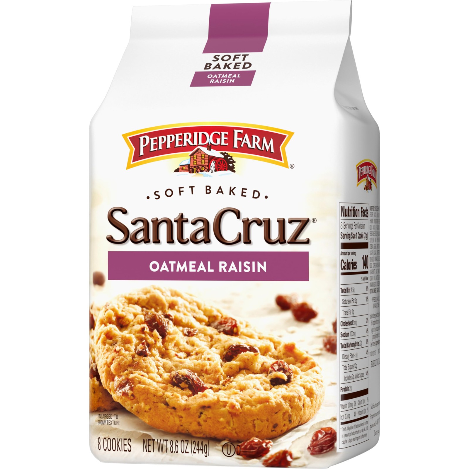 Pepperidge Farm Santa Cruz Soft Baked Oatmeal 8.6 Ounce (Pack of 1), brown