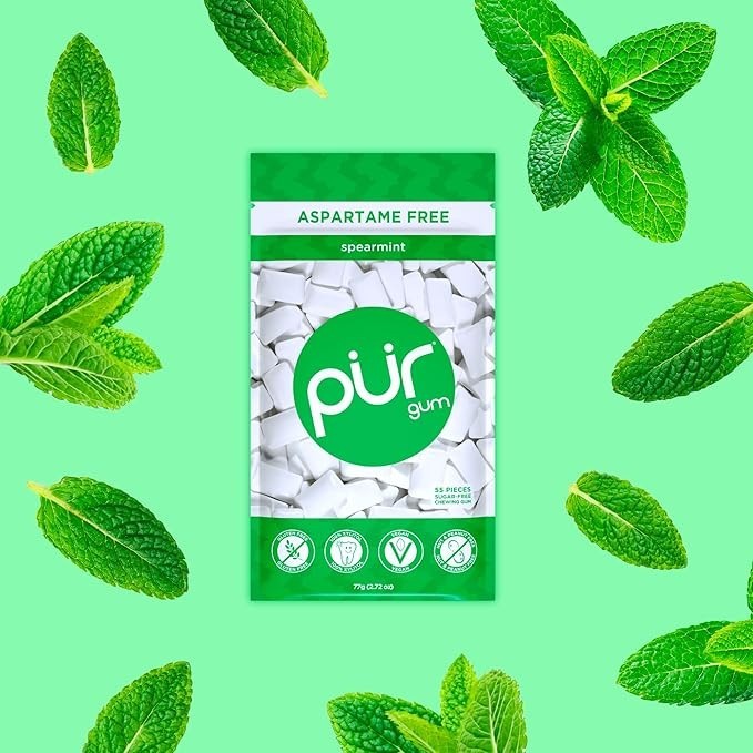 PUR Gum Aspartame Free Chewing Gum 100% Xylitol Natural, 55 Ct (Select Flavor)