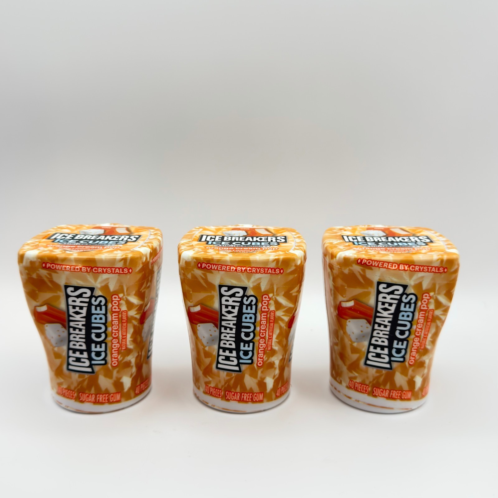 Ice Breakers Gum Orange Cream Pop 40 Pieces Each 3 Pack sugar free- BB 2/26 NEW