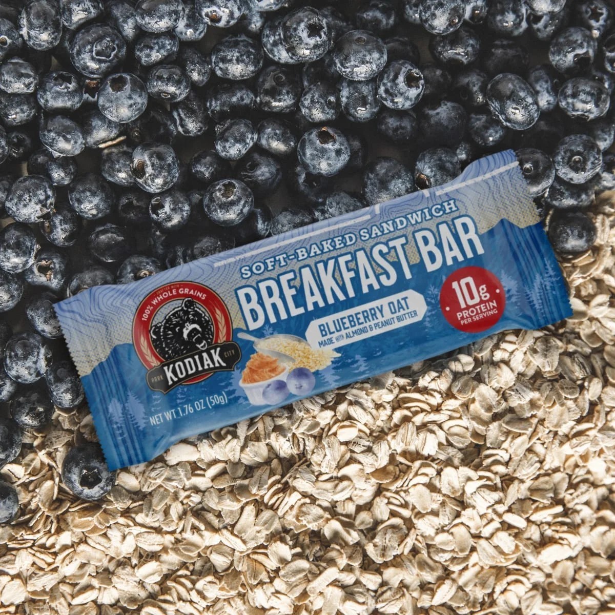 KODIAK Blueberry Oat Breakfast Bars Soft Baked – 4 Bars in 1 Box – 6 PACK