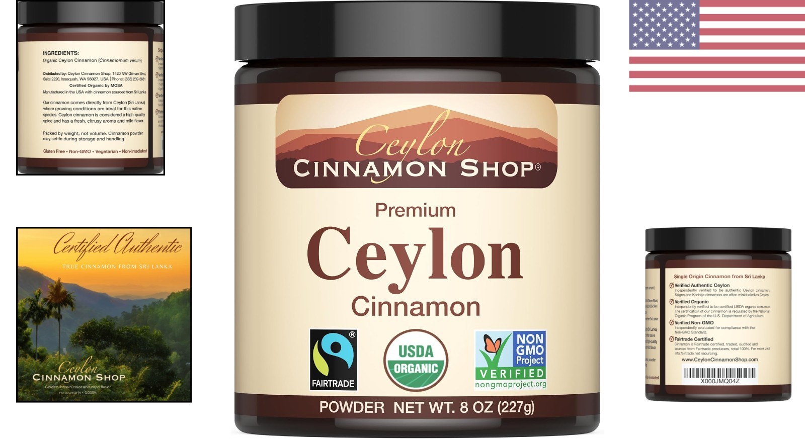 Fairtrade Certified Organic Ceylon Cinnamon Powder – 8 oz for Baking & Smoothies