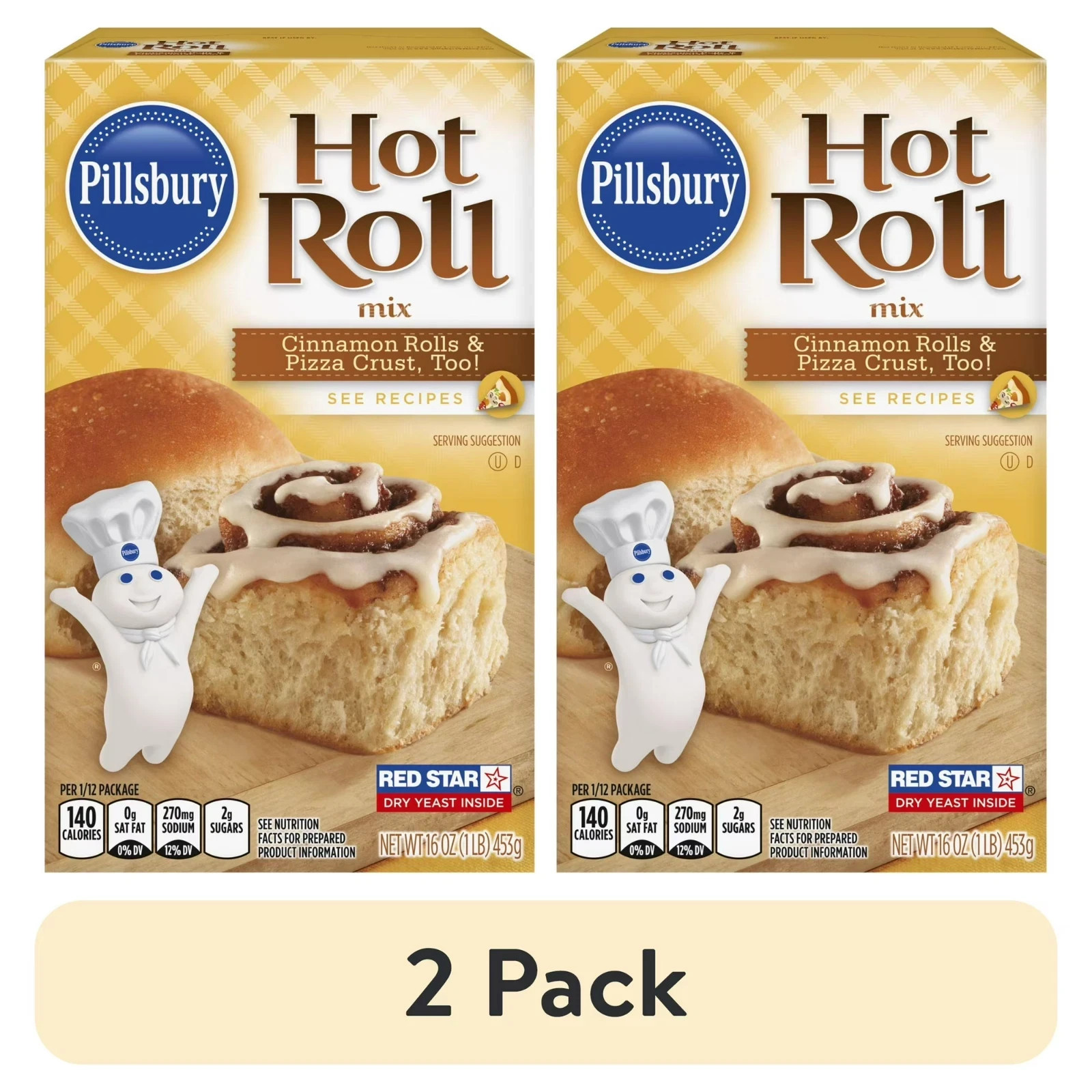 (2 pack) Pillsbury Hot Roll Mix, 16 oz Box