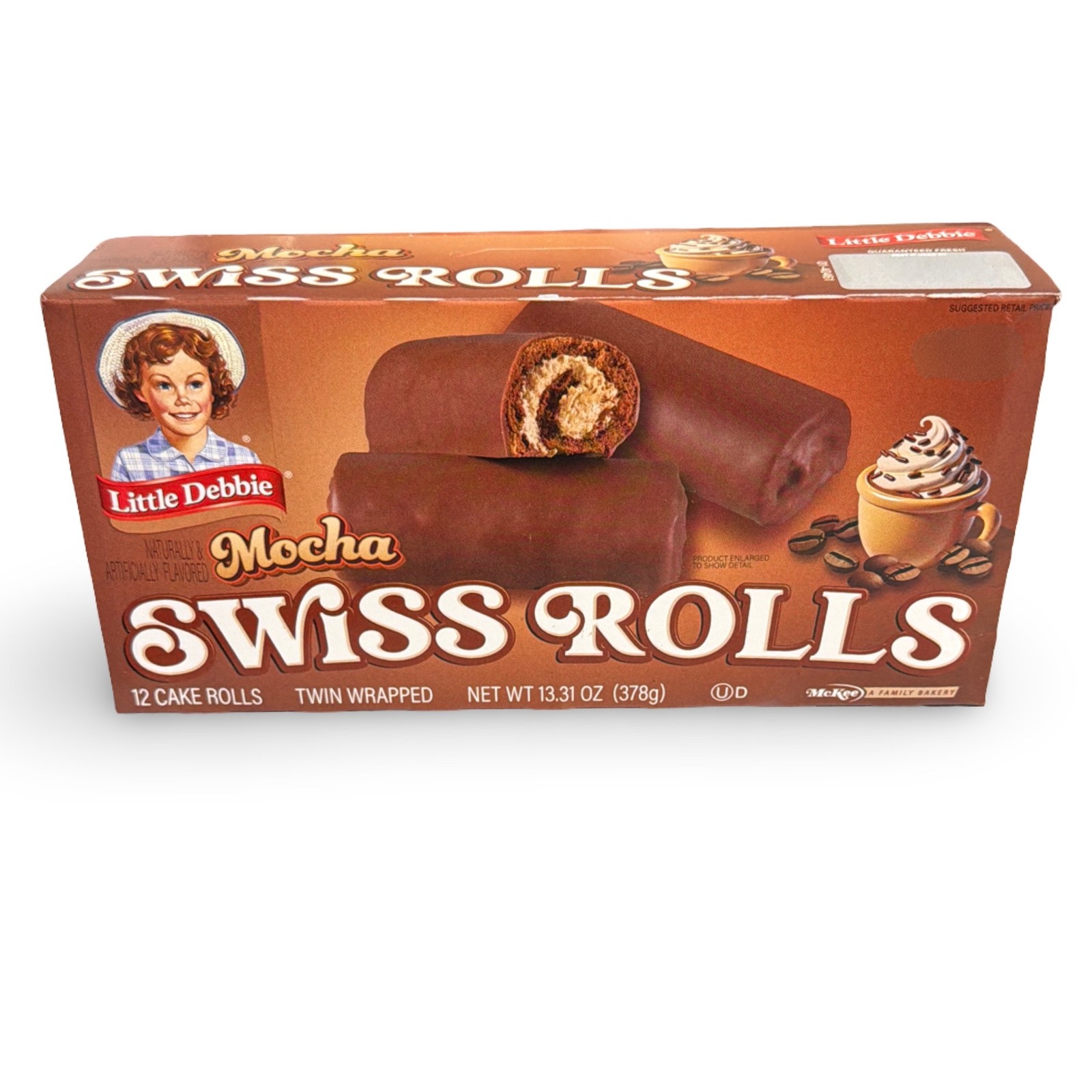 Little Debbie Mocha Swiss Rolls 2 Pack, 12 Rolls Per Box Chocolate Cake with Moc