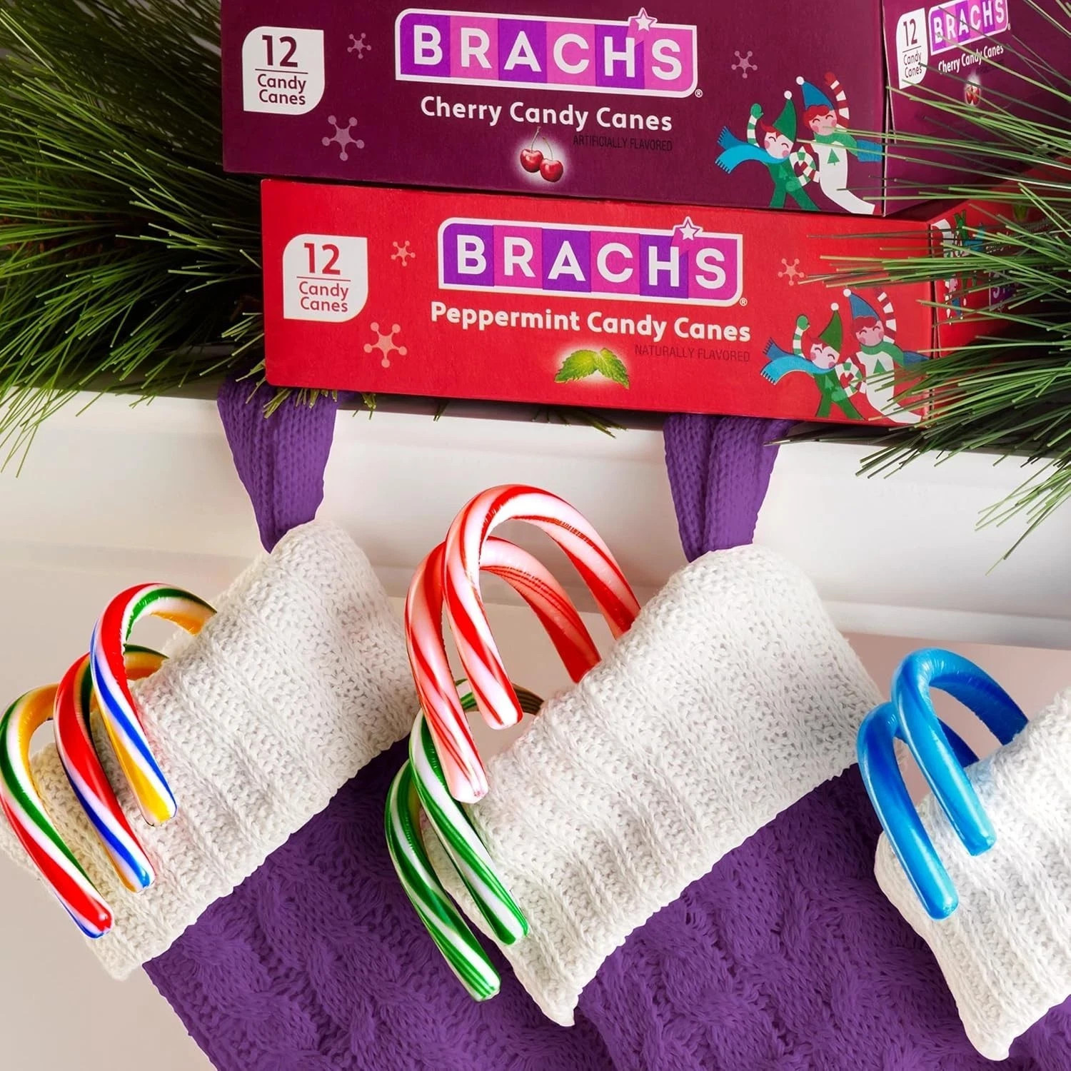 Brach’s Blueberry Candy Canes Christmas Holiday 12 Candy Sticks 5.3oz(Pack of 6)