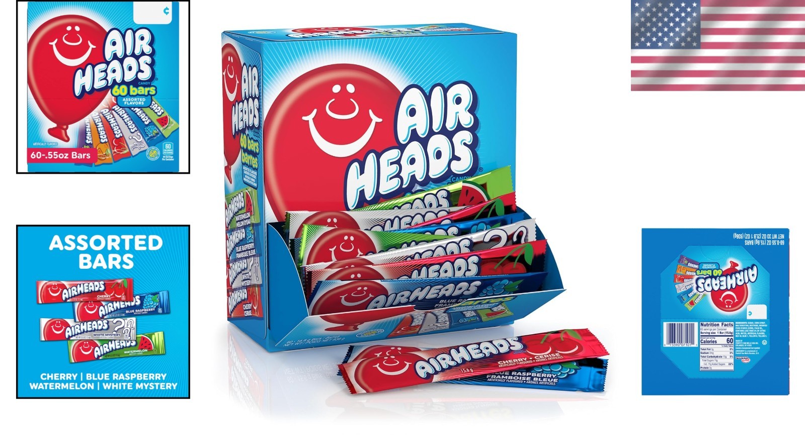 60 Count Individually Wrapped Chewy Taffy Candy Variety Box – Gluten-Free Treats