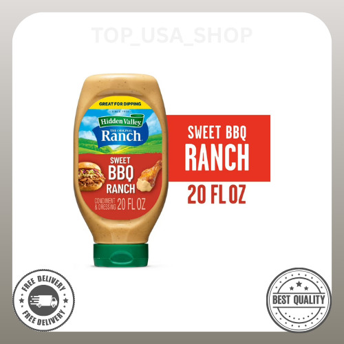 Hidden Valley Sweet BBQ Ranch Dip Sauce Condiment and Dressing, 20 fl oz
