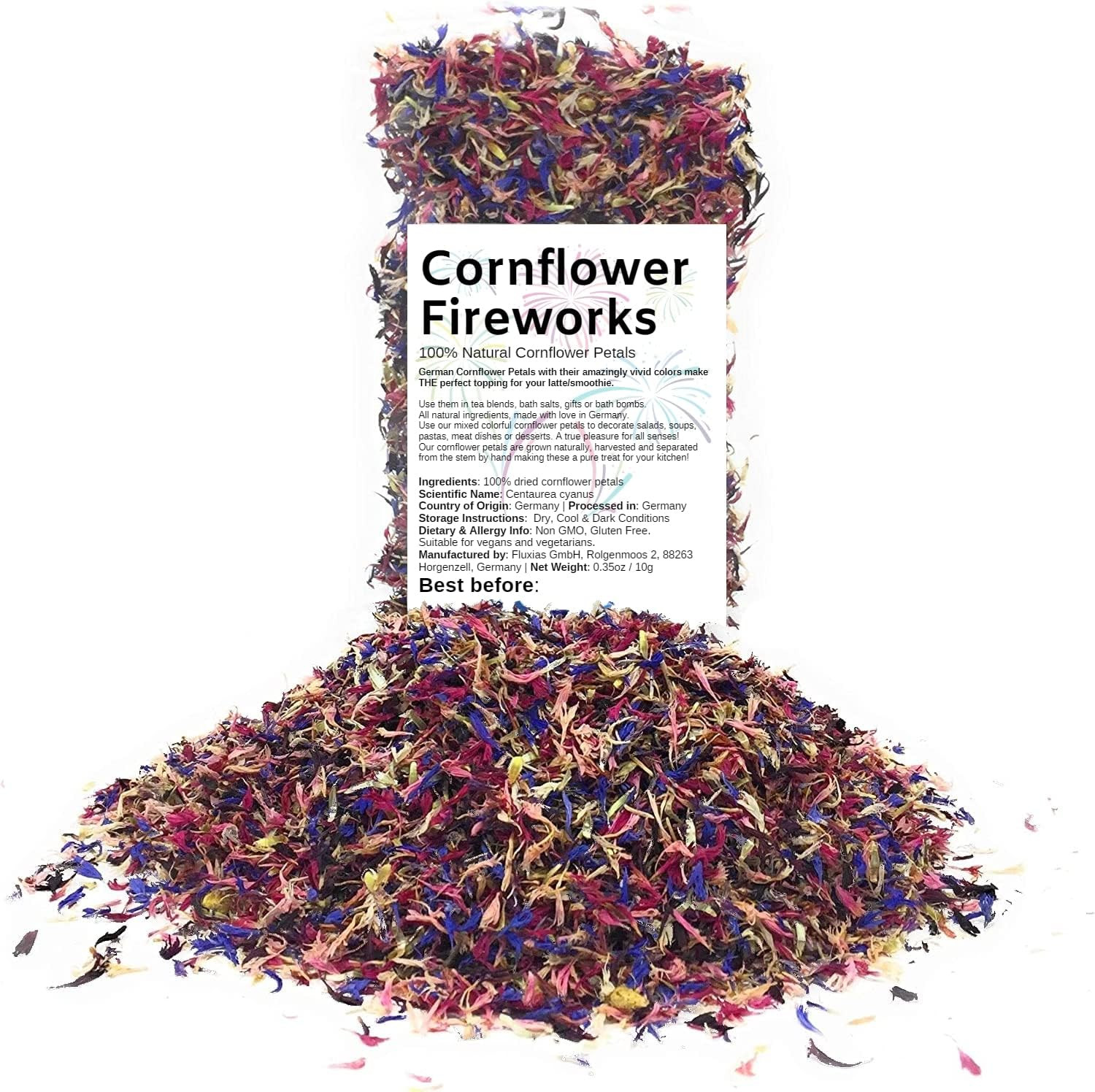 Edible Flower Sprinkles – Mesmerizing Cornflower Fireworks Petals – 100% Natural