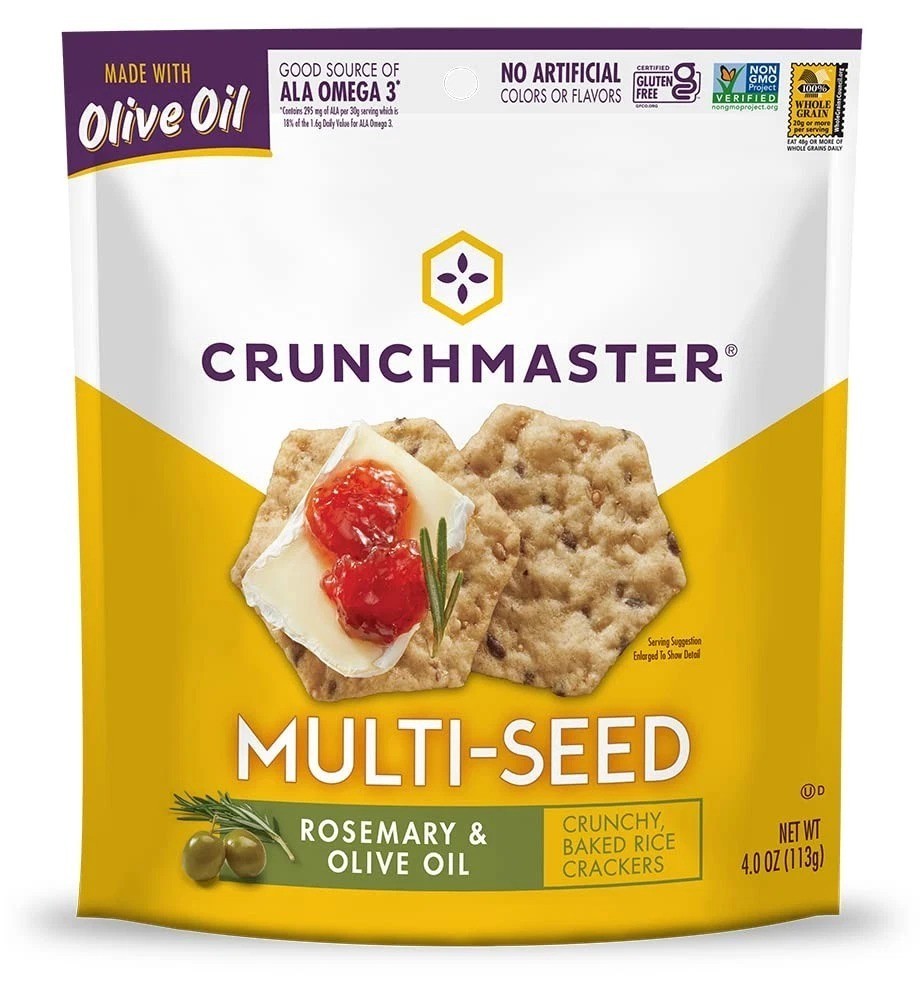 Crunchmaster Multi Seed Crackers Rosemary Olive Oil 4 Ounce Pack