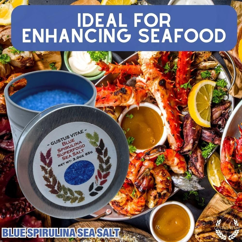Gustus Vitae Blue Spirulina Sea All Premium Gourmet Finishing Non Gmo 3.0 Oz