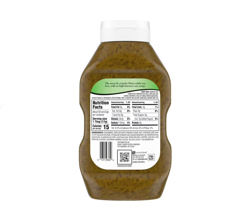 (4 pack) Heinz Sweet Relish, 26 fl oz Bottle