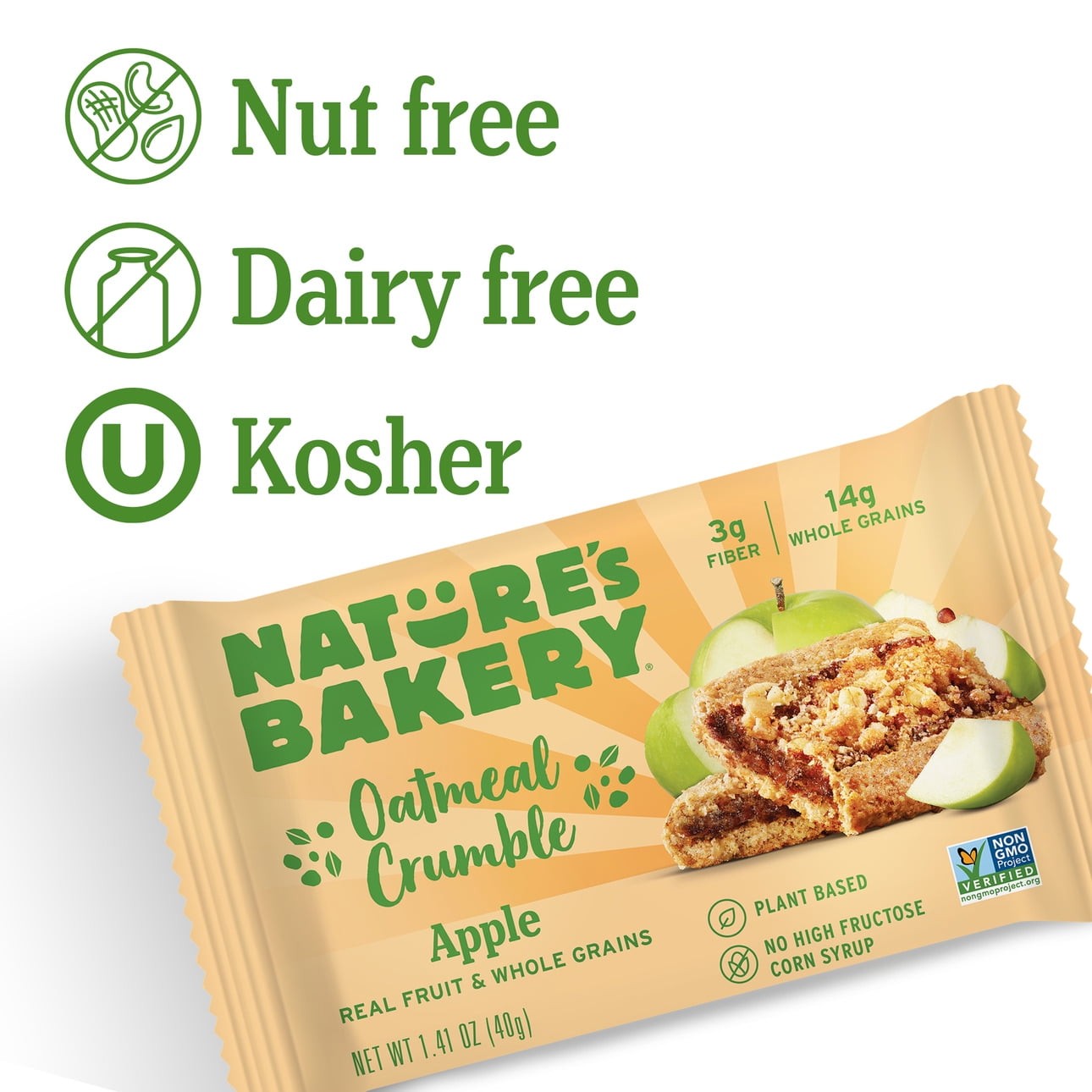 Nature’s Bakery Apple Oatmeal Crumble Bars 1.41 oz (10 Pack )