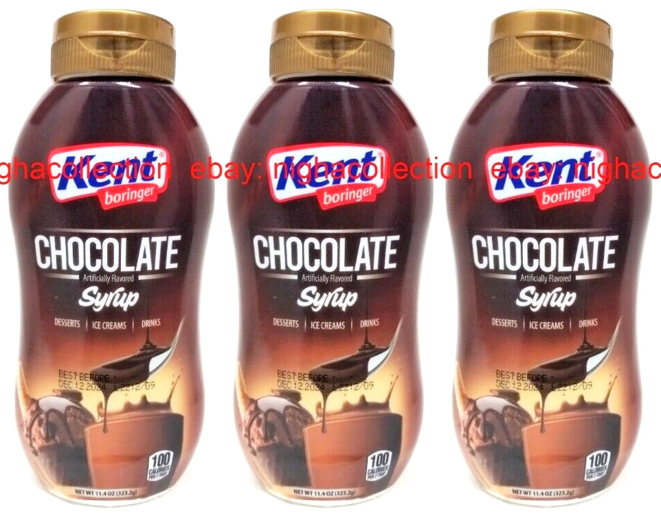 3 Bottles x Kentboringer Chocolate Syrup 11.4oz Milk, Drinks, IceCreams Desserts