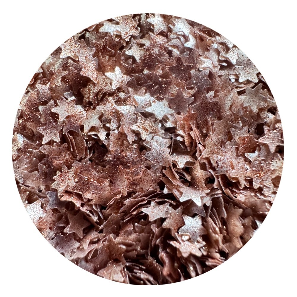EDIBLE GLITTER SILVER-COPPER STARS 0.04 Ounce Used cakes, cupcakes,sprinkles