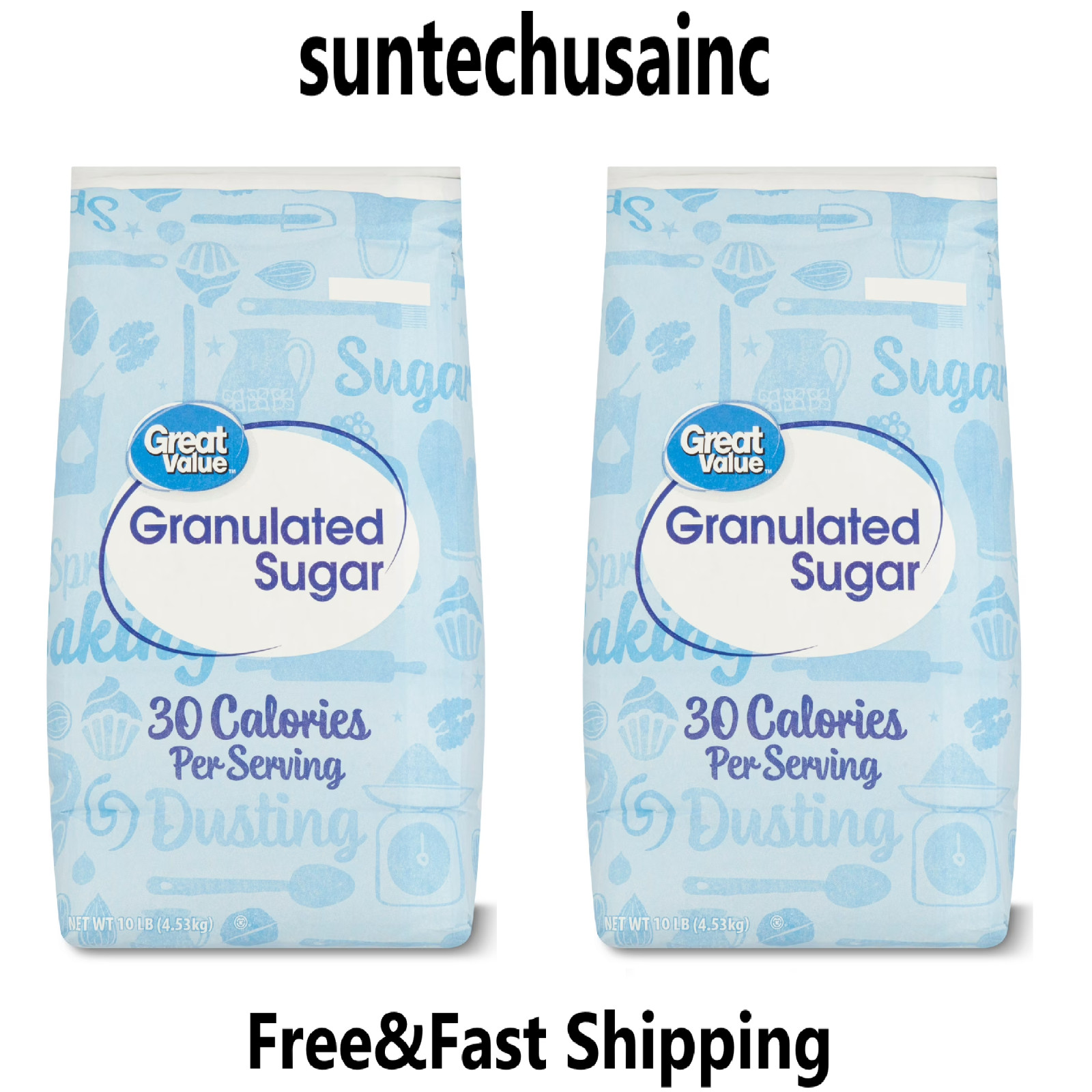 Great Value Pure Granulated Sugar, 10lb,New (2 Pack)