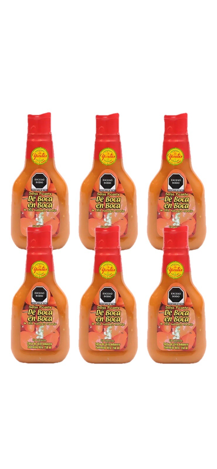 6 Pack Salsa Habanera De Boca En Boca 250ml C/u