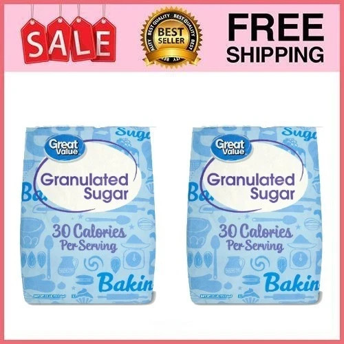 2 Bag Great Value Pure Granulated Sugar, 25 lbs Bag