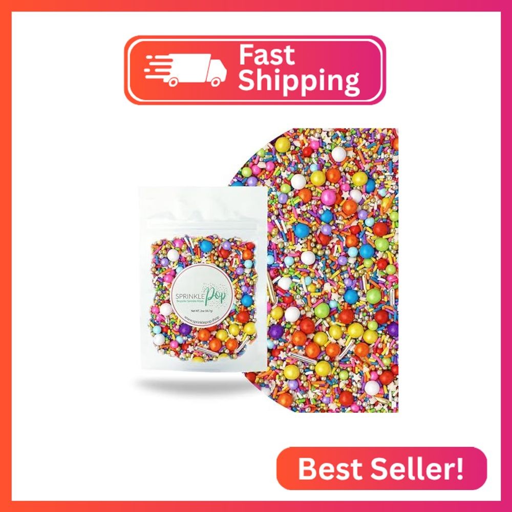 Sprinkle Pop Rainbow Road Sprinkle Mix| Blend of White Red Orange Yellow Green B