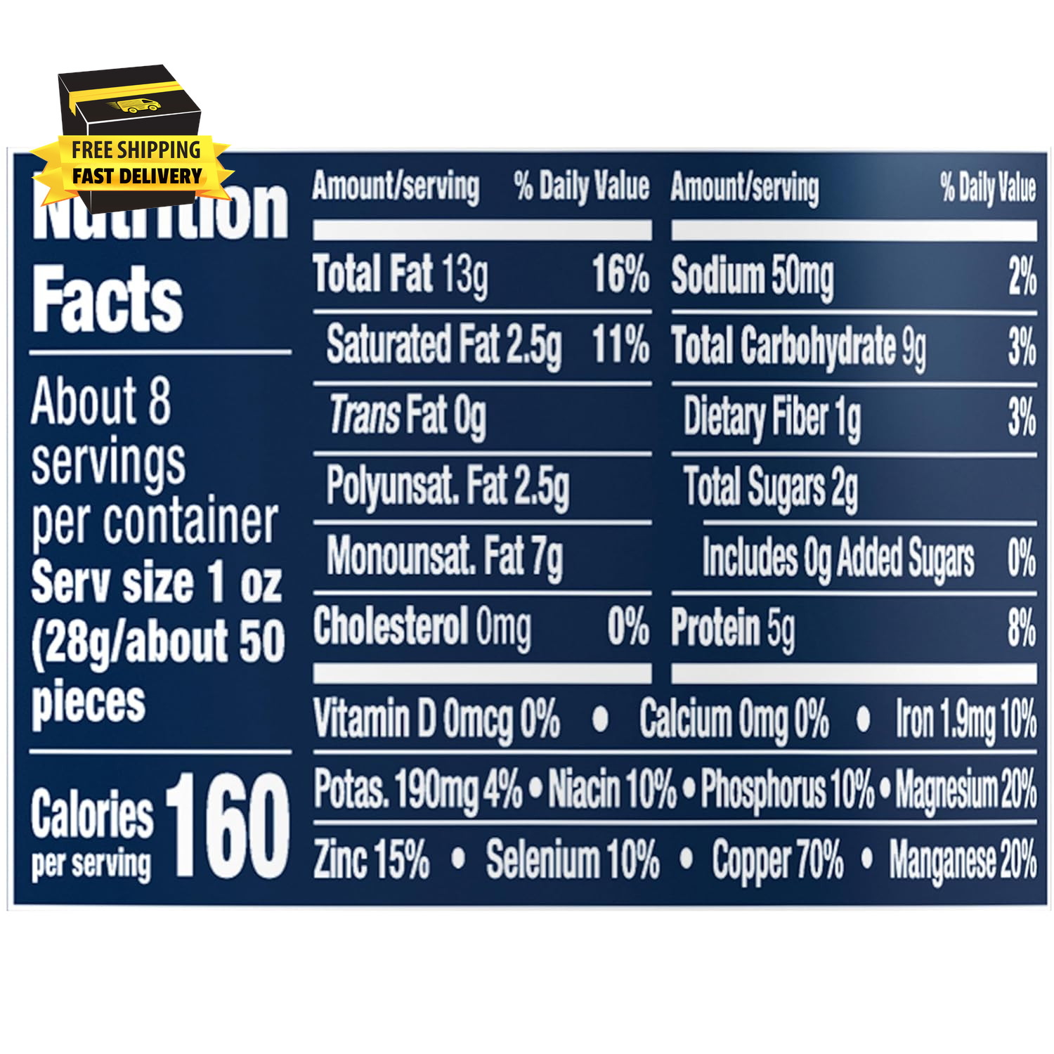 Lightly Salted Cashews, Cashew Halves & Pieces, Plant-Based Protein, 8 Oz Canist
