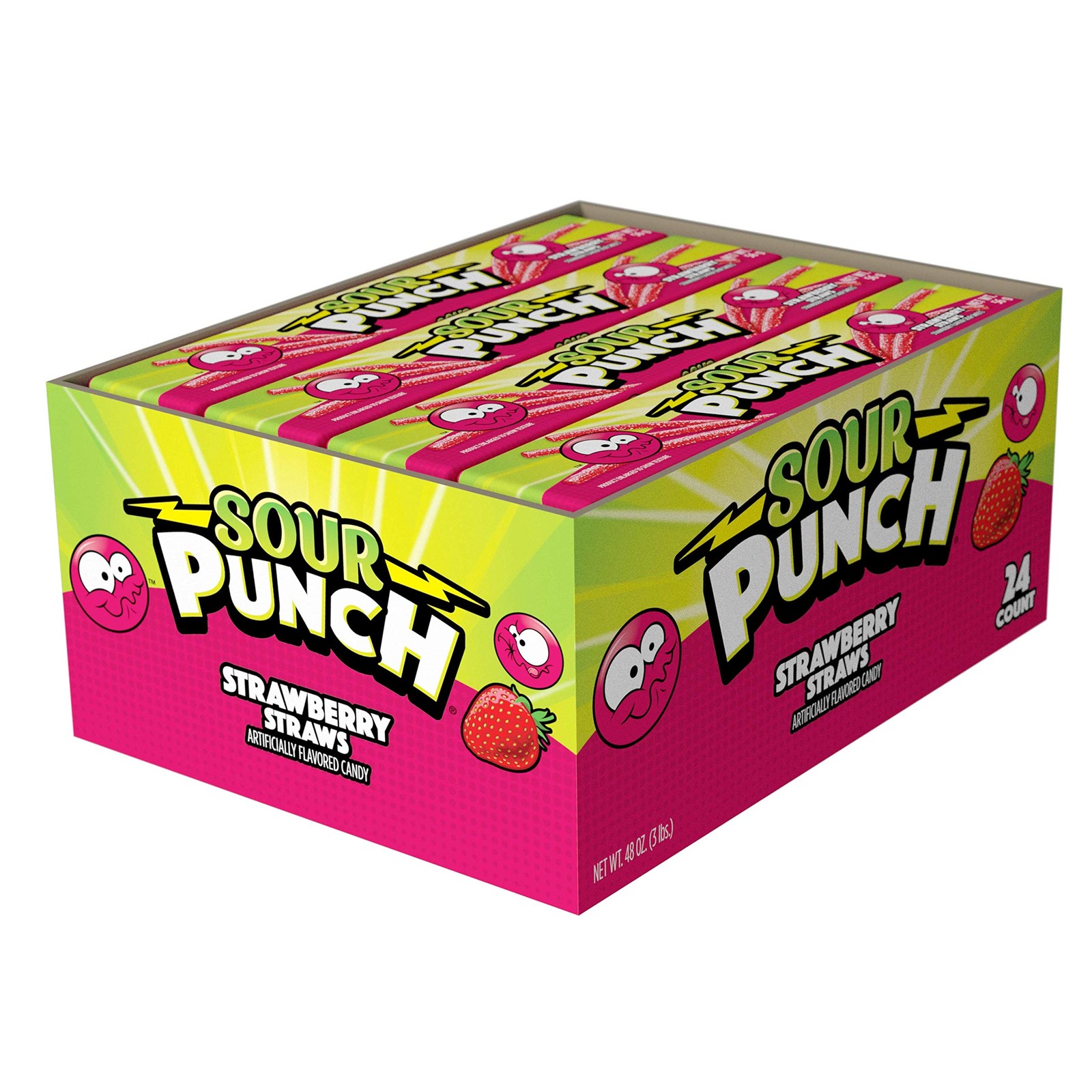 Strawberry Sour Straws 2oz Tray (Pack of 24)