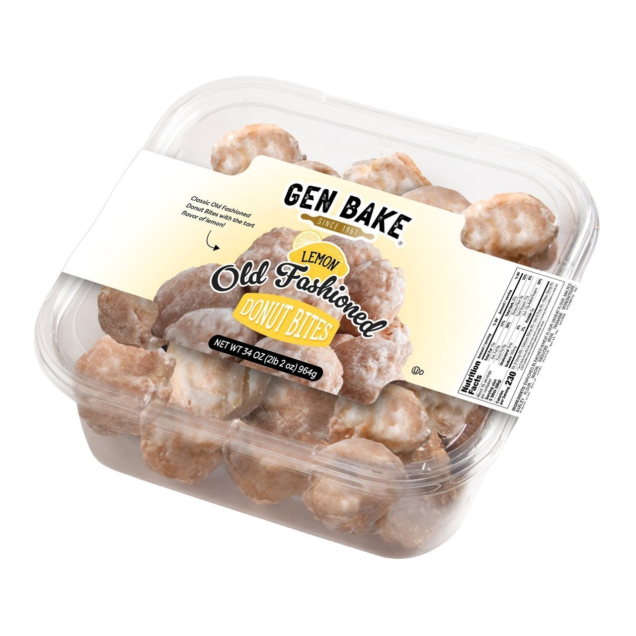 Gen Bake Old Fashioned Lemon Glazed Donut Hole Bites, 34 oz