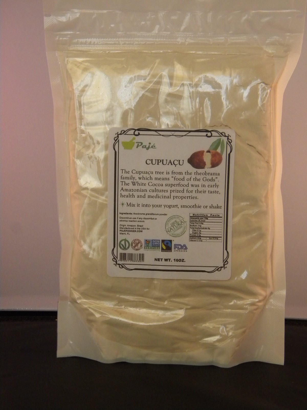 CUPUACU powder fruit 16oz 1lb Superfood, anti-aging, protein, detox, fib, PAJE