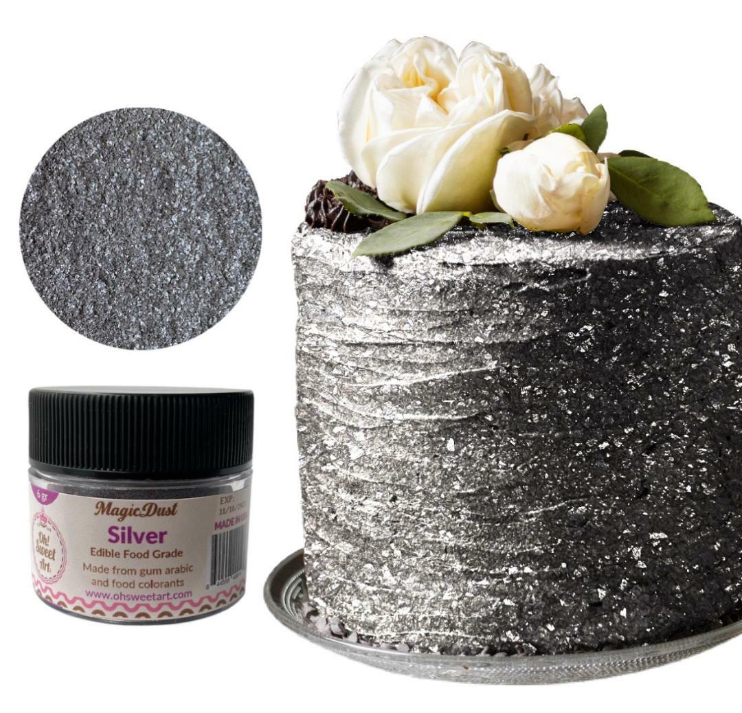 Edible Glitter dust SILVER ( 6 grams ) Magic dust , Kosher, Gluten free