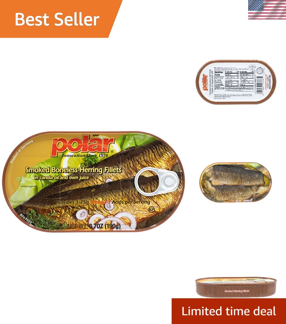 Savory Smoked Herring in Vegetable Oil – 6.7 oz Can, Pack of 12 – Wild Caught