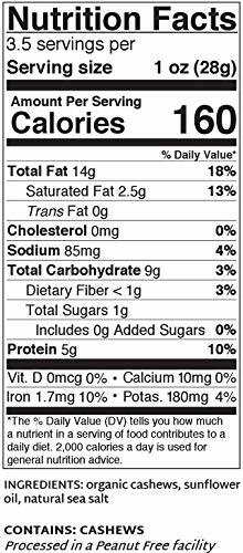 3.5 oz Organic & Fairtrade Roasted and Salted Cashews- 10 pack