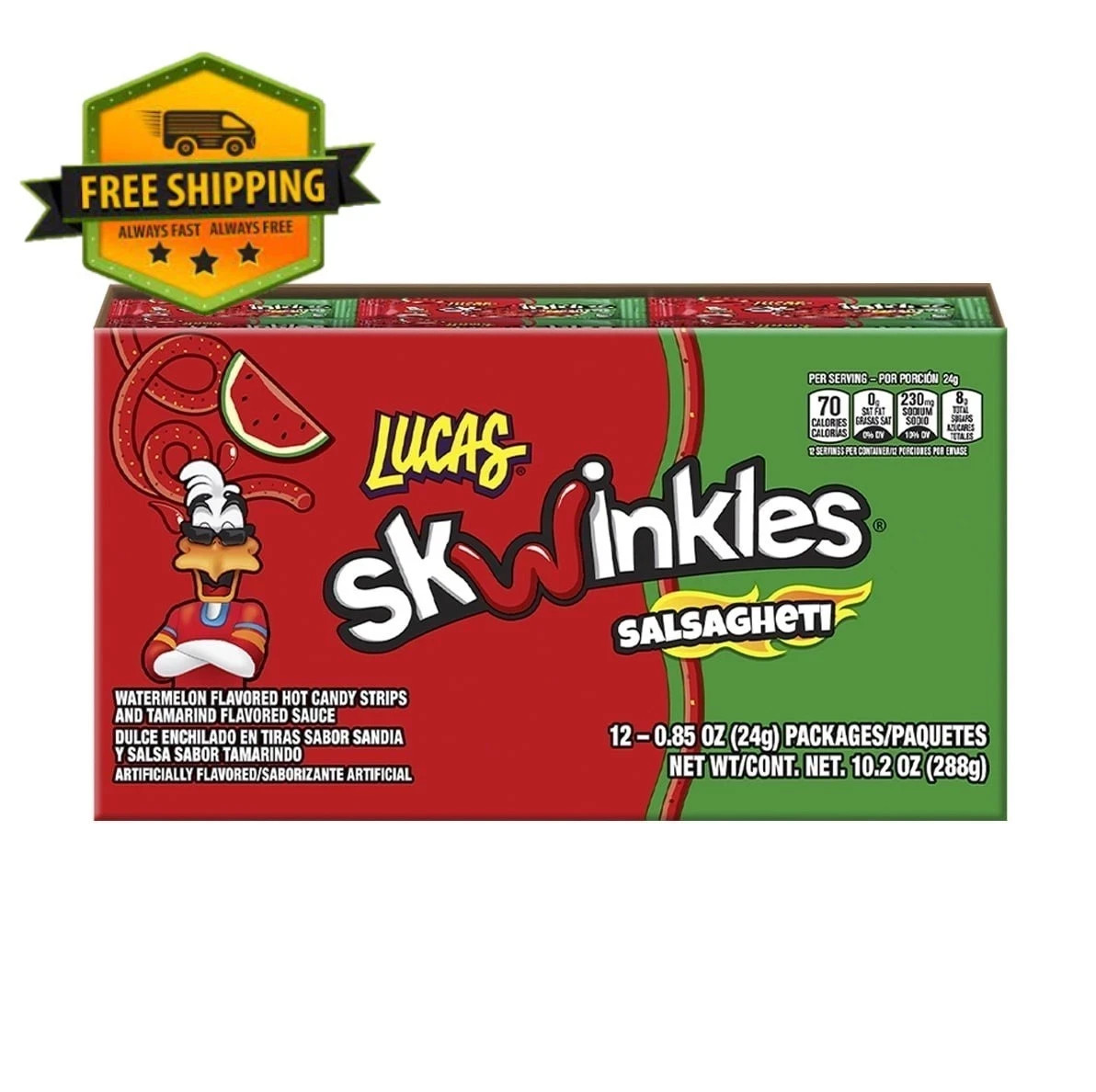 Lucas Skwinkles Salsagheti Watermelon Candy – 0.85 oz, 12 PACK