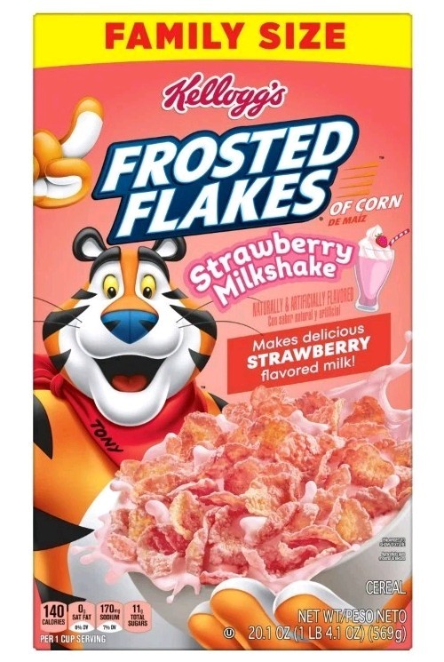 2 PACK! Kellogg’s Frosted Flakes Breakfast Cereal Strawberry Milkshake 20.1 Oz