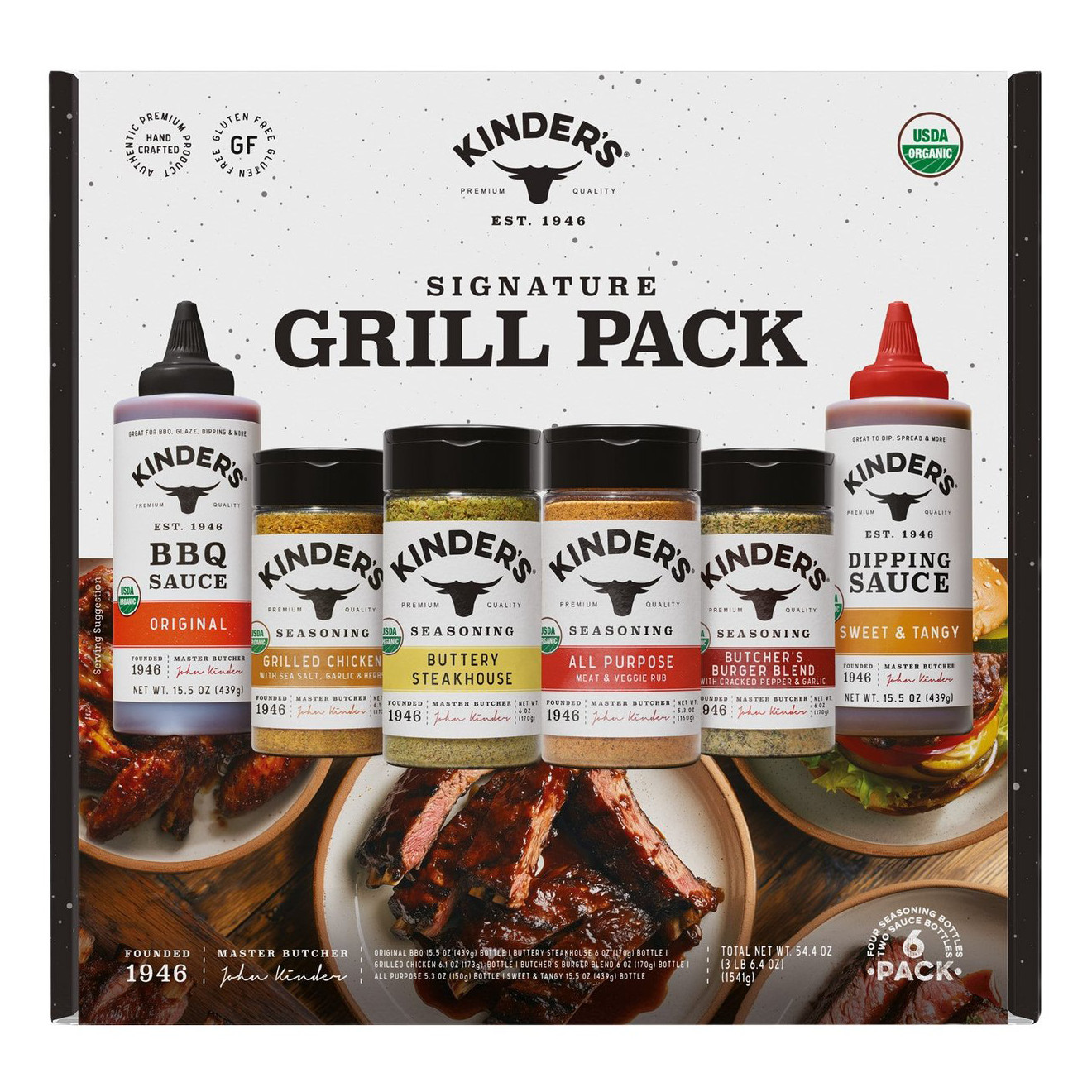 Kinder’s Grill Pack Organic Seasoning & Sauce Set, 6-Pack, Total 54.4 oz