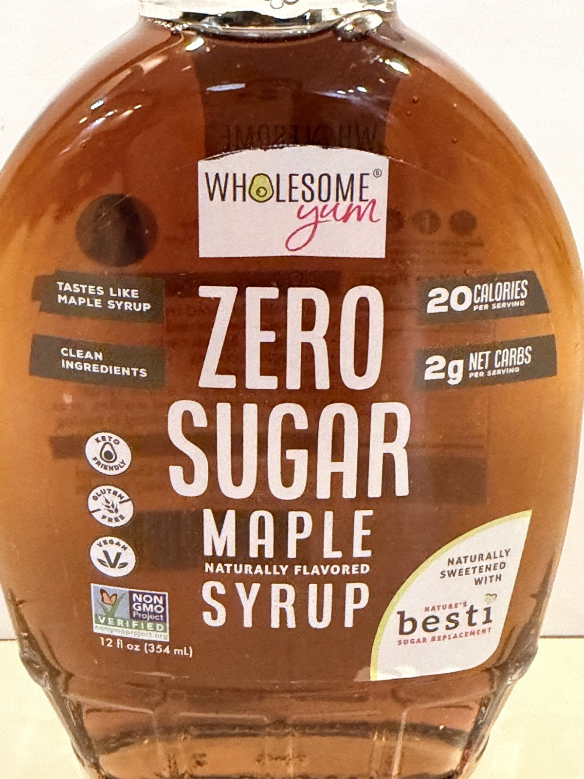 Wholesome Yum Zero Sugar Maple Syrup Keto Maple Syrup. Monk Fruit & Allullose