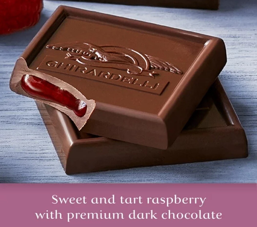 GHIRARDELLI Dark Chocolate RASPBERRY Squares WRAPPED – BULK BAG – VALUE PRICE!!!