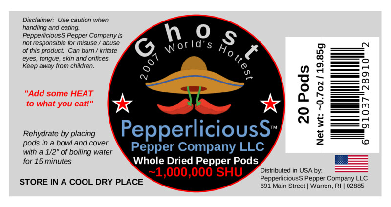 20 PODS GHOST – 2007 Guinness World’s Hottest – Whole Dried Chile Pepper Pods