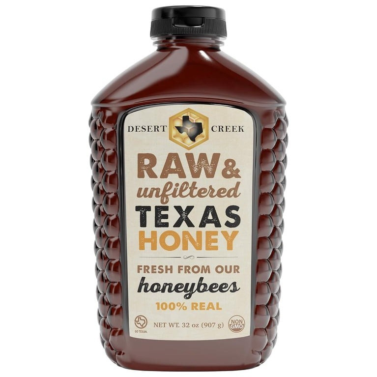 Desert Creek Raw & Unfiltered Texas Honey 32 oz Squeeze Bottle Non-GMO