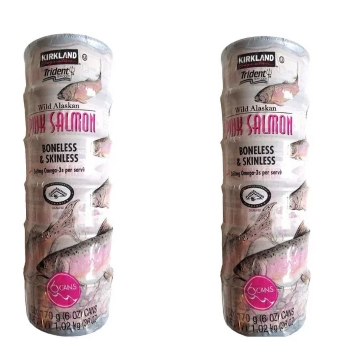Kirkland Signature Wild Alaskan Pink Salmon 6/6 Ounce Cans (2 Pack), Total 12 Cn