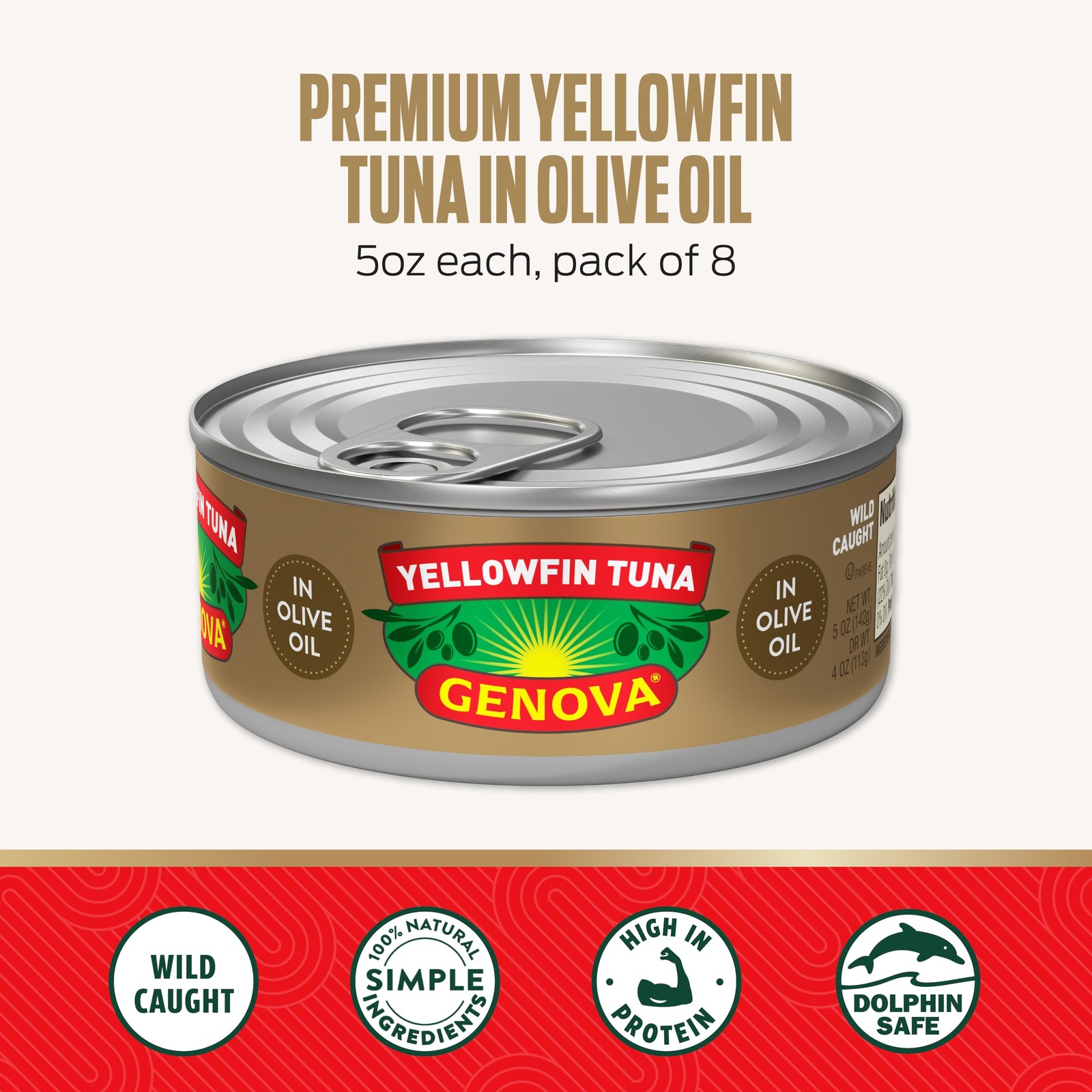 Genova Premium Yellowfin Tuna in Olive Oil, 5 Ounce Cans, 8-Pack – Nutrient R…