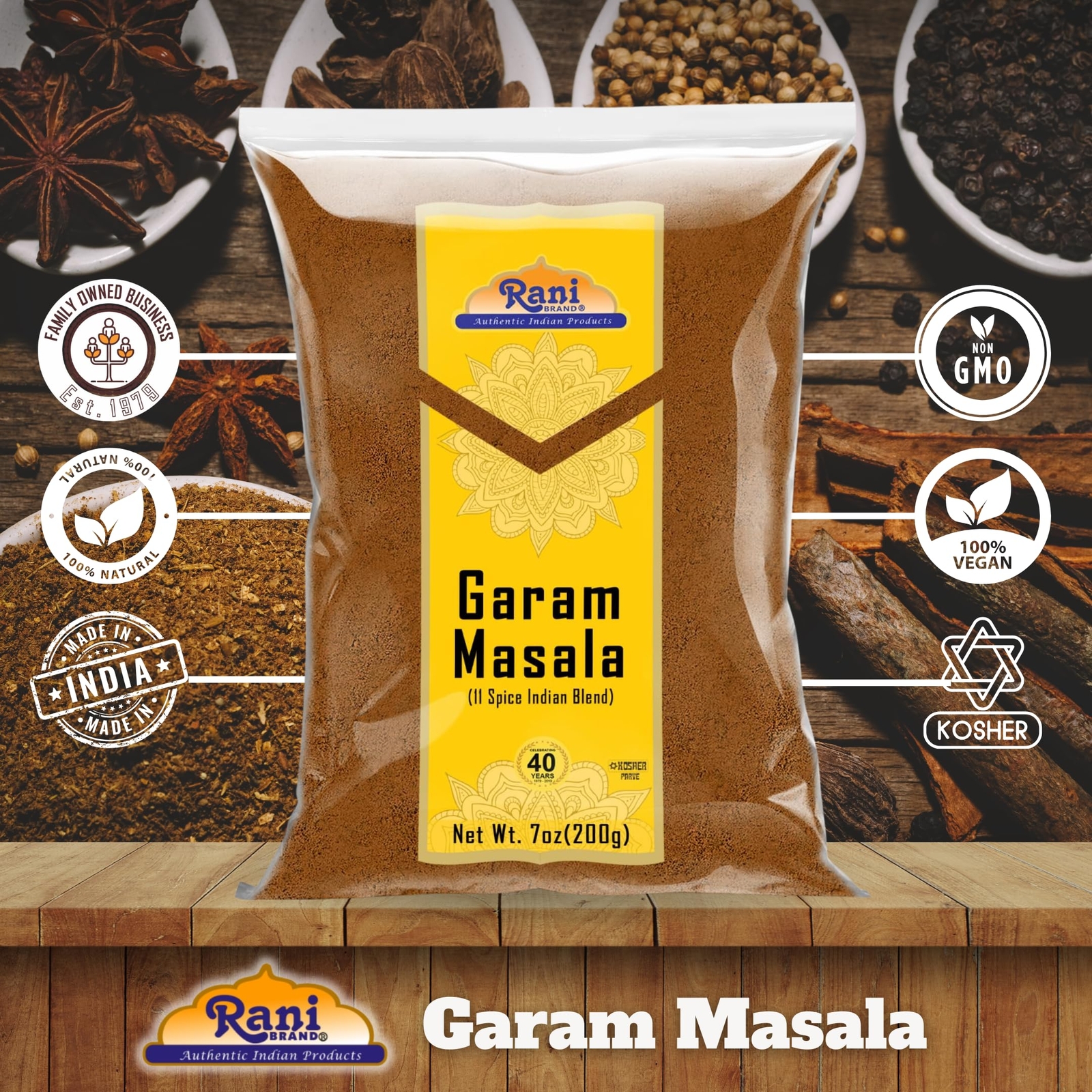 Rani Garam Masala Indian 11-Spice Blend 7oz (200g)