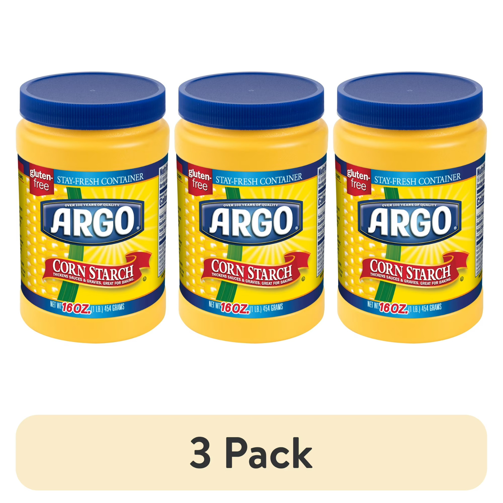 (3 pack) Argo Gluten-Free Corn Starch Thickener, 16 oz