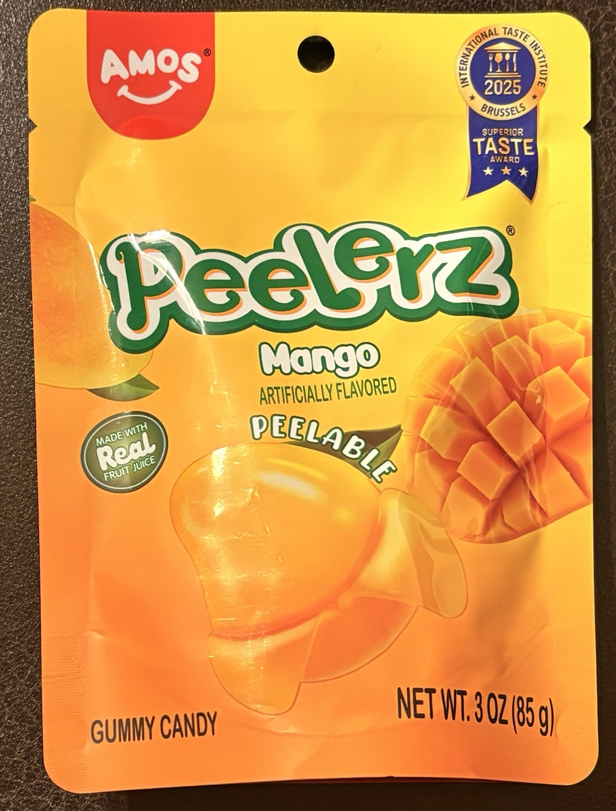 AMOS Peelerz Mango Peelable Gummy Candy 85g Bag Mango Flavor Snack