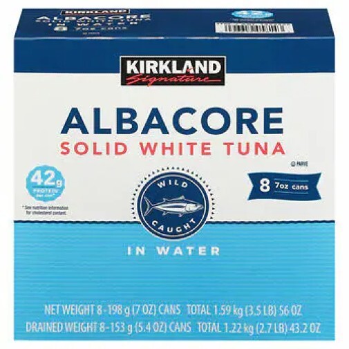 Kirkland Signature Solid White Albacore Tuna Superior 8 Cans 3.5LB In Water Fish