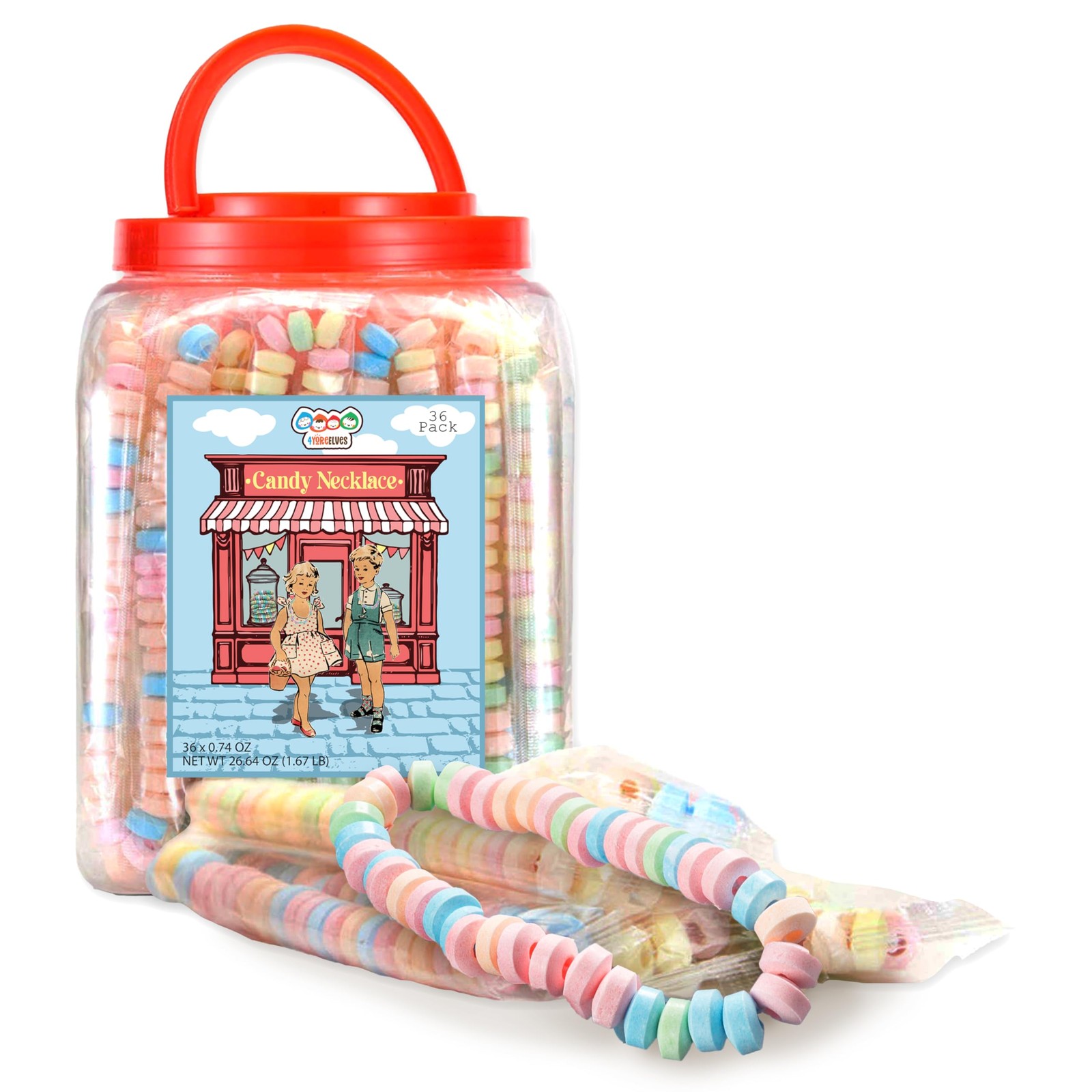 36 Candy Necklaces Individually Wrapped, Choker Style Nostalgic Pastel Candy …