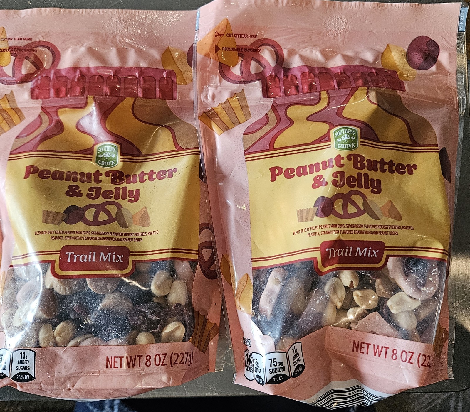 Hard To Find Southern Grove Peanut Butter&Jelly Trial Mix Lot Of 2~ 8oz~ 8/28/26