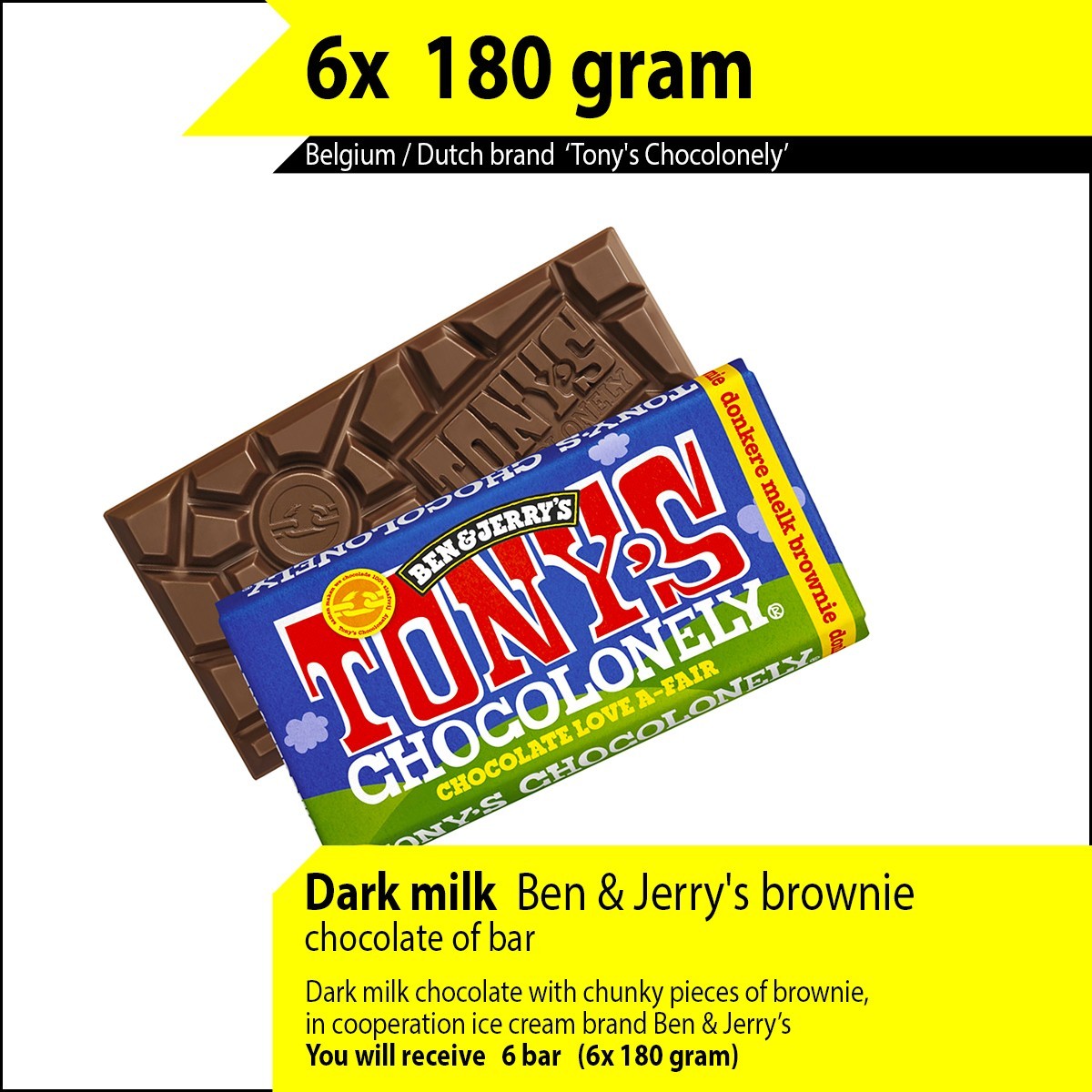 FREE SHIPPING 6x 180g Milk / Dark / White chocolate from Tony’s Chocolonely